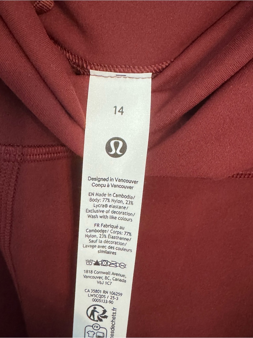 NWT lululemon athletica Maroon High-Rise Wunder Train tight 25” Leggings - Picture 6 of 7